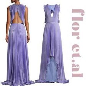 NWT FLOR ET AL JAMES SATIN PLEAT OPEN BACK GOWN DRESS 6